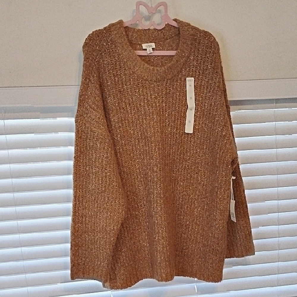 a.n.a Women's Brown Sugar Marl Round Neck Sweater, Size: XXL, NWT